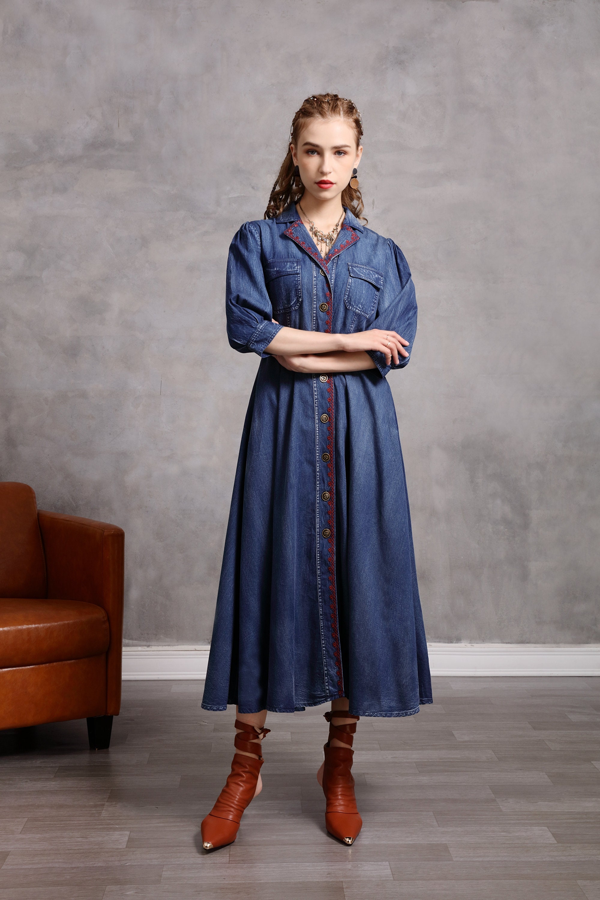 herlipto Tencel Denim Long Dress | thelofttown.com