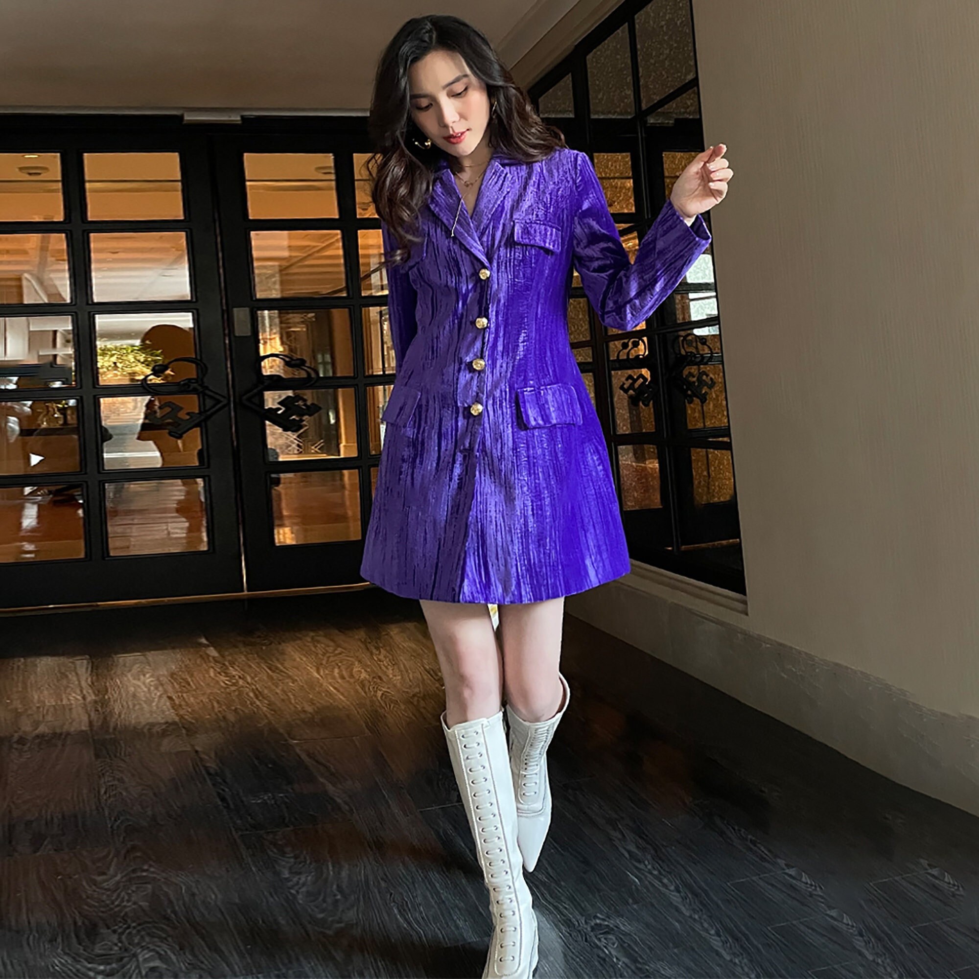 turquoise velvet blazer womens