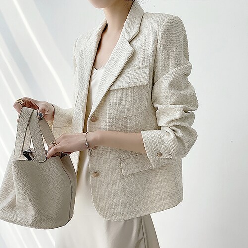 Women shops Black Tweed Blazer,Oversize Blazer Suit,Beige Tweed Blazer Suit,Autumn Winter Blazer Coat,Double breasted Blazer Coat,Spring jacket