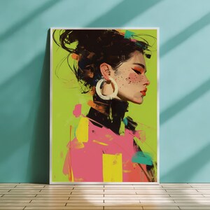 Expressive Woman Portrait Art Print: Colorful Painterly Illustration (Digital Download)