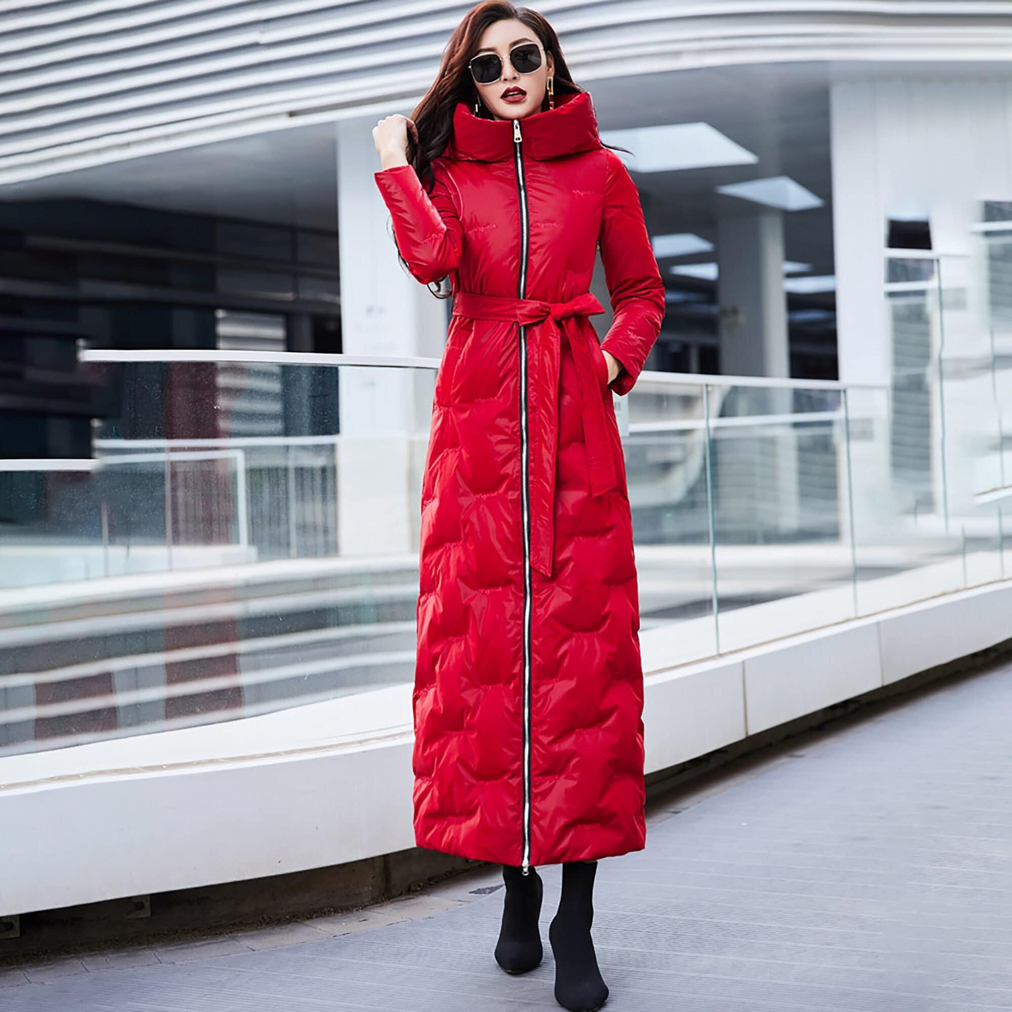 long cream puffer jacket