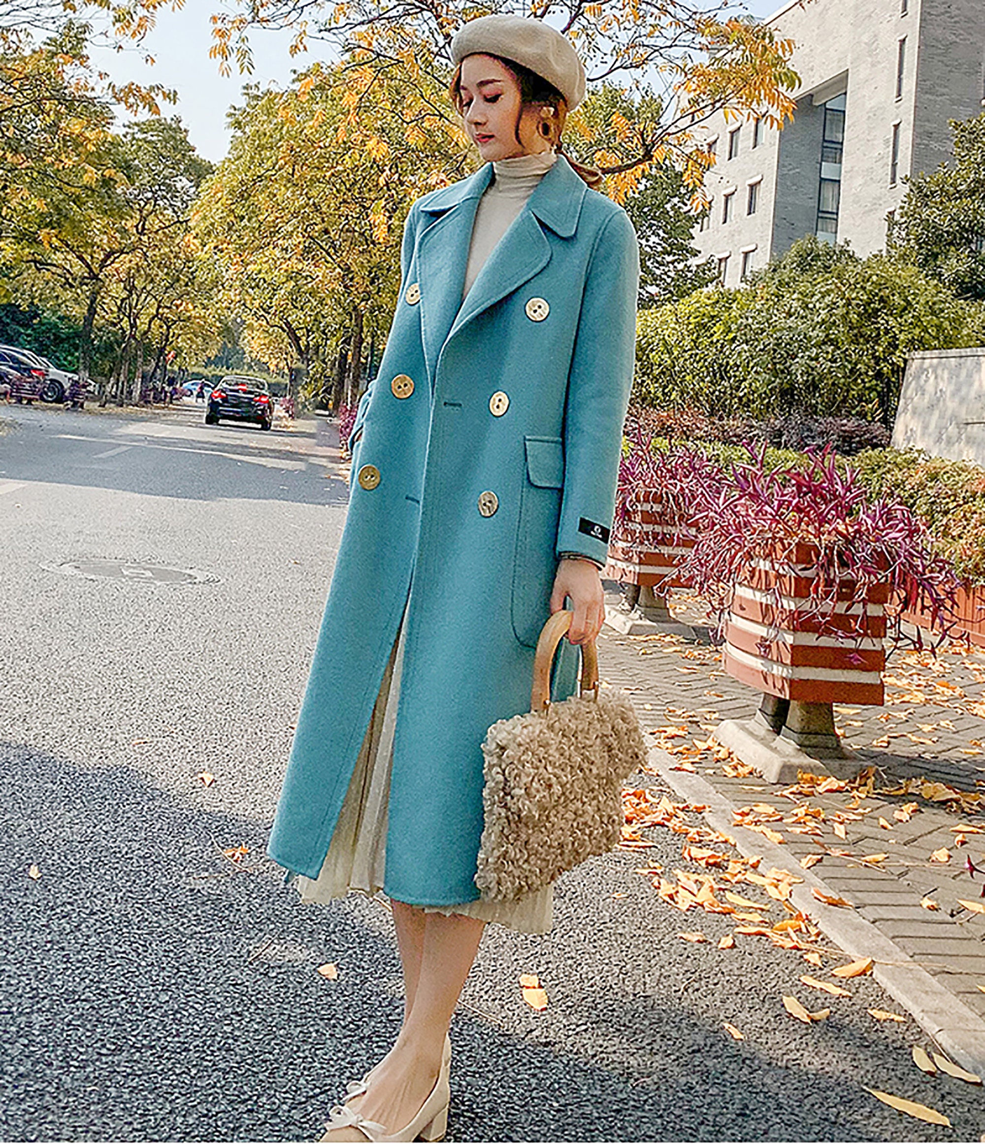 Vivian Seven Women's Light Green Wool Coat