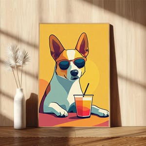Cool Terrier Dog Art Print | Funny Animal Digital Download | Pop Art Dog Wall Decor | Modern Digital Wall Art | Quirky Pet Illustration