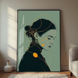 Abstract Figure Illustration Art Print Digital Download, Modern Portrait Wall Decor Printable, Abstract Contemporary Artistic Wall Art Decor