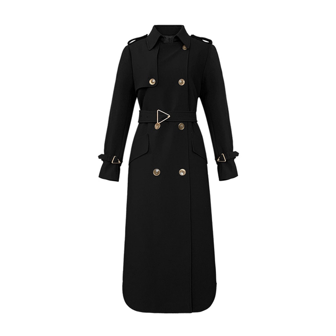 Women Long Trench Coatbelted Trench Coatbeige Long Trench Etsy