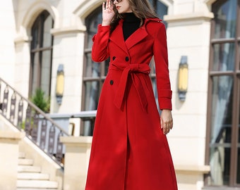 red long winter jacket