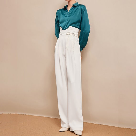 オンライン銀座 Bluelea ブルレア suspenders wide pants パンツ 白