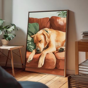 Sleeping Golden Retriever Printable Wall Art | Cozy Dog Portrait Digital Download | Animal Wall Decor | Animal Lover Gift | Sweet Dog Print