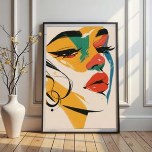 Abstract Woman Portrait Art: Colorful Expressionist Print (Digital Download)