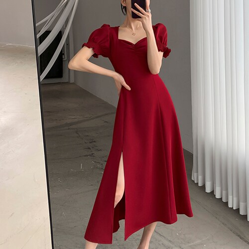 VivianSeven Women Midi Dress,Short Sleeve DRESS/Cocktail Party dress,Red Dress,Black dress,Bridesmaid dress,Wedding-Guest Dress,Formal dress,Green Dress