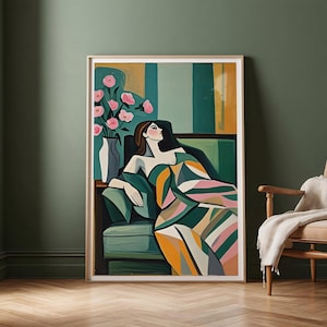 Abstract Woman Art Print: Reclining Figure, Modern Home Decor (Digital Download)