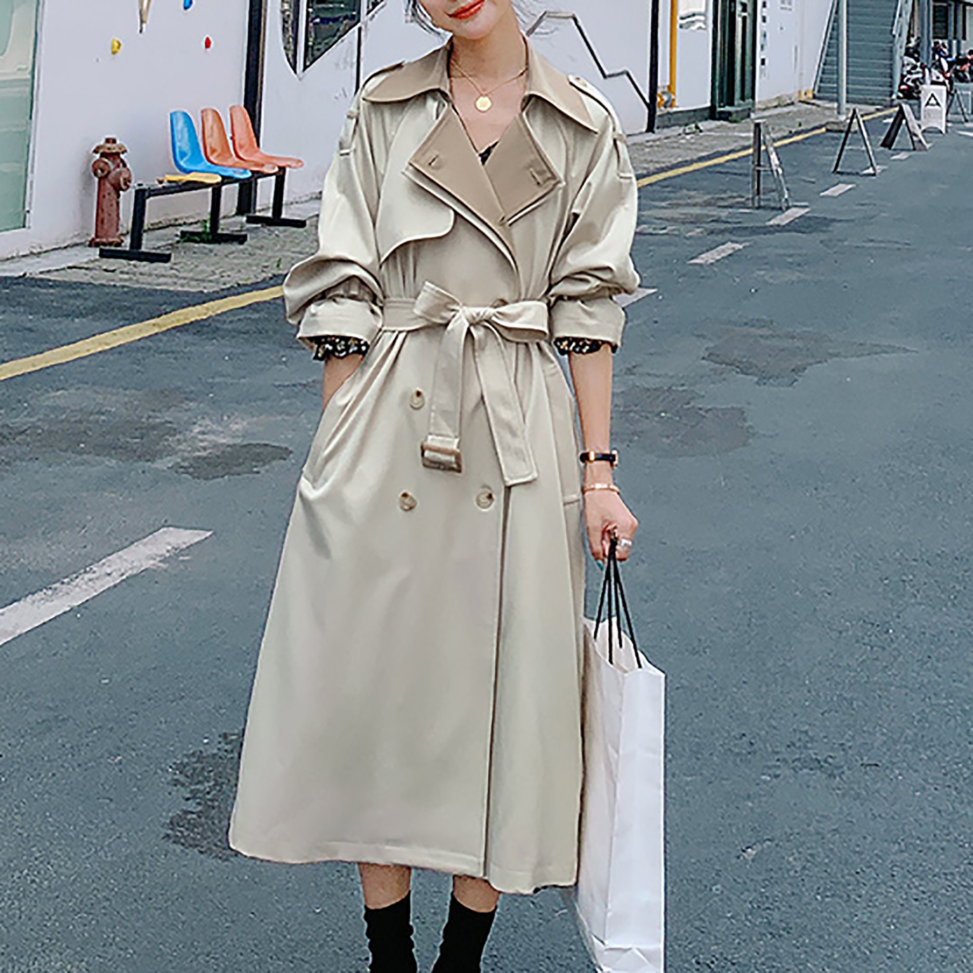 lawgy collar arrange trench coat トレンチコート ジャケット