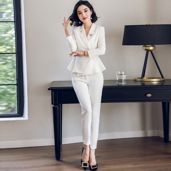 Firmar avión Tomar conciencia Traje de pantalón de mujer traje de pantalón blanco blazer - Etsy México