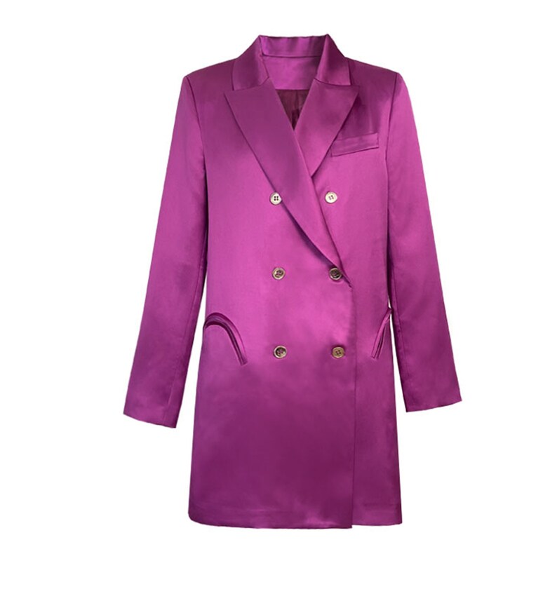Purple Satin Blazer Suit Dresswomen Loose Trench - Etsy
