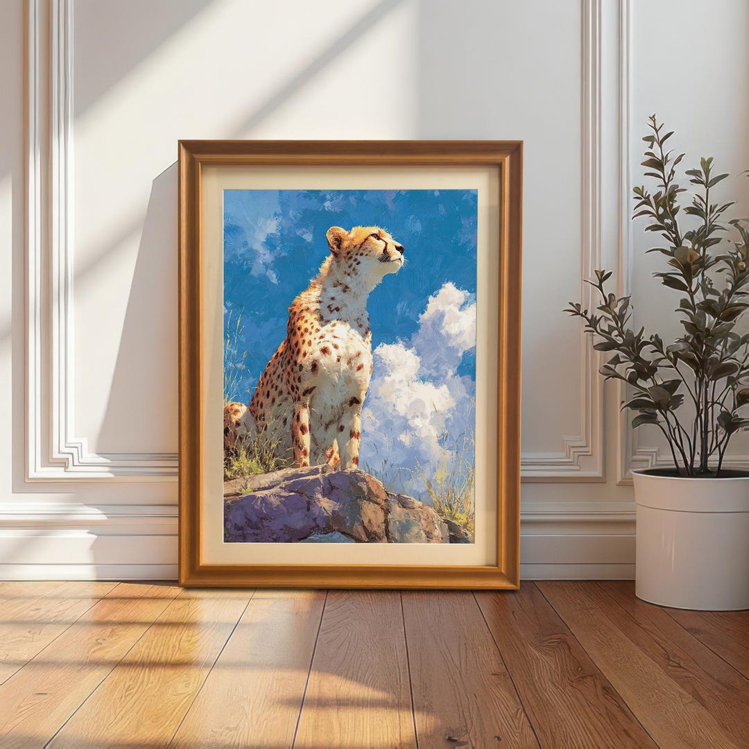 Majestic Cheetah Art Print: Wood Framed Wildlife Wall Decor - Etsy