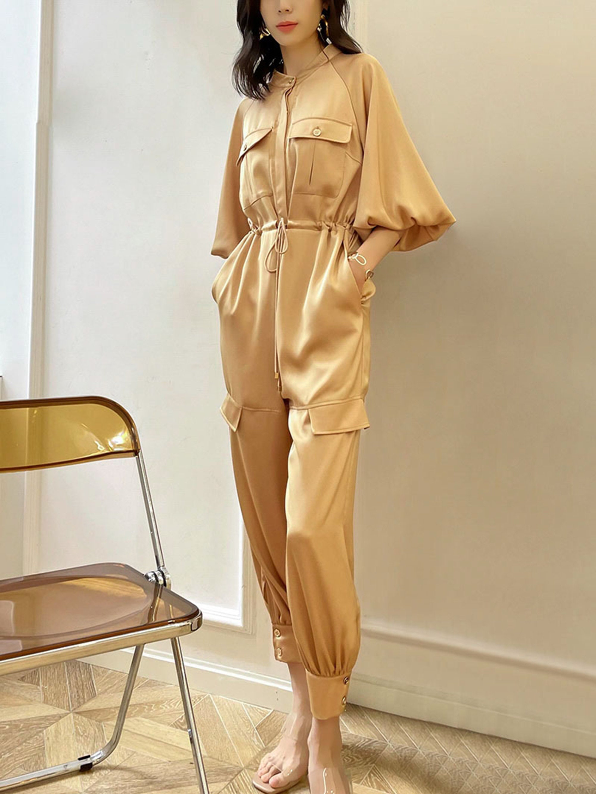 Satin Jumpsuitgreen Jumpsuitgold 