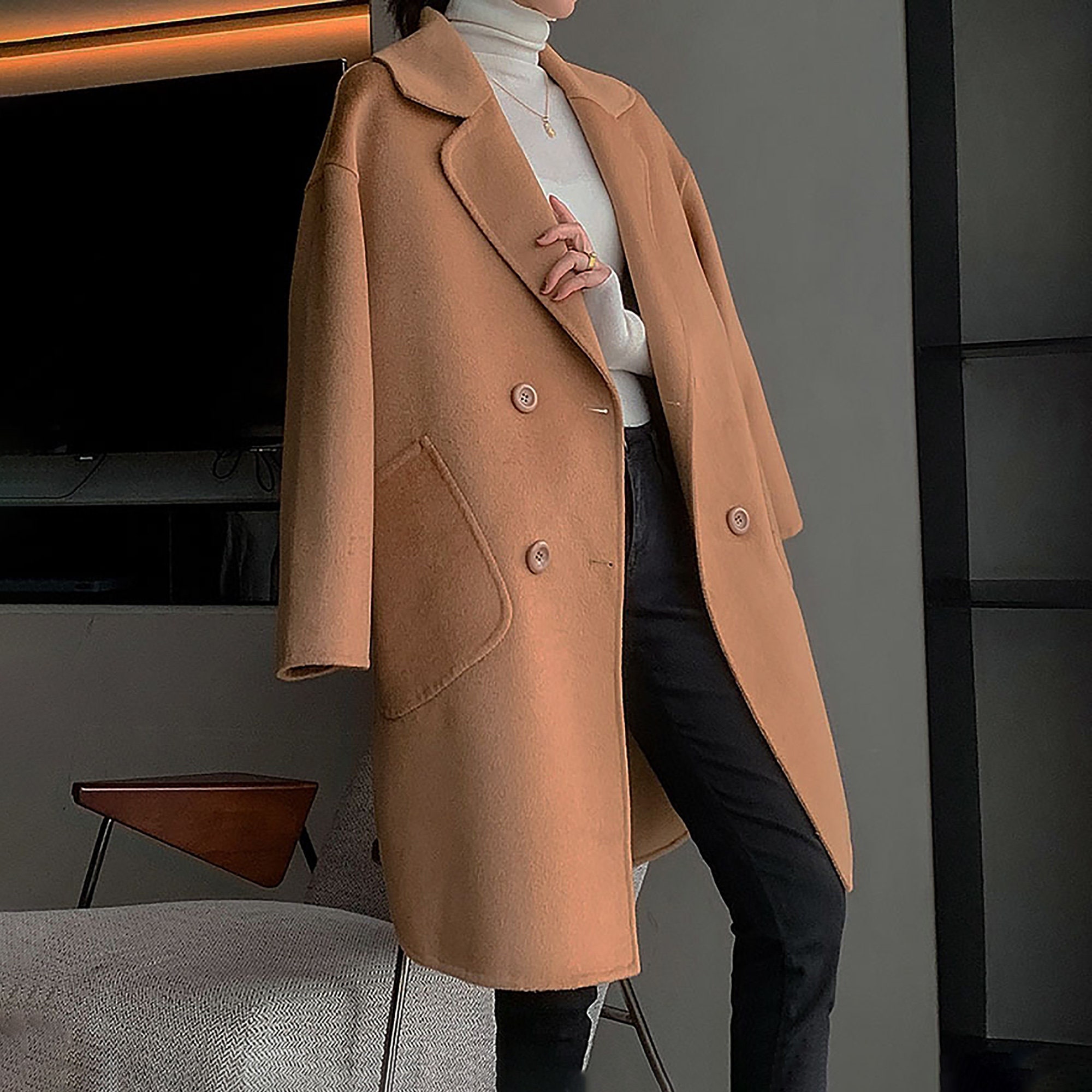 women's double faced wool coat