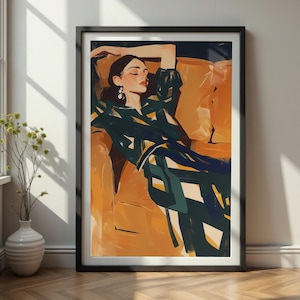 Schlafende Dame druckbare Dekor, entspannende moderne Illustration, digitaler Download Wandkunst, ruhige weibliche Porträt Druck, verträumte Schlafzimmer Kunstwerk