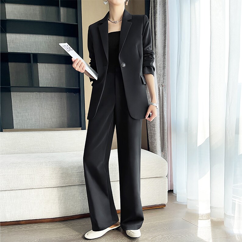 Women Gray Pantsuit2 Piece Pantsuit Setformal Pantsuit Etsy