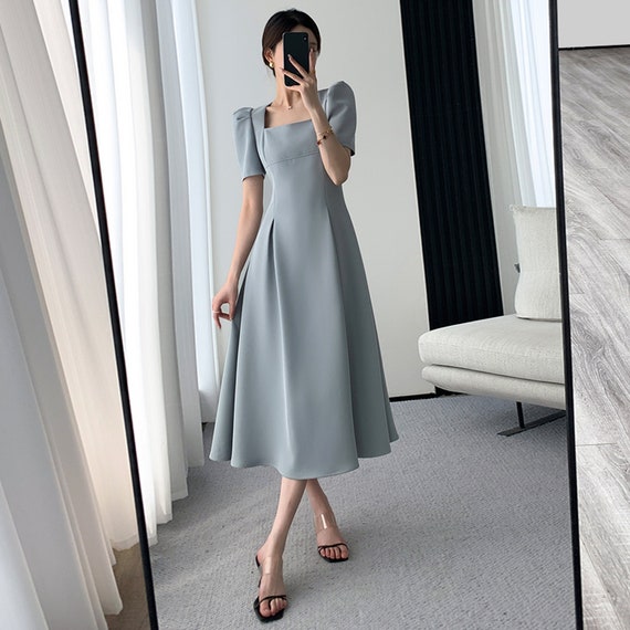 mid length grey dress