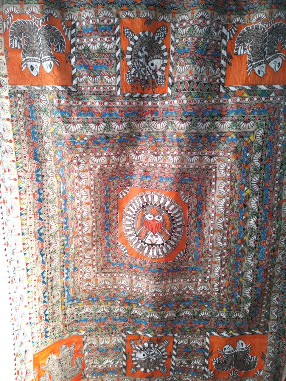 Designer Madhubani Painting Bed sheet Etsy