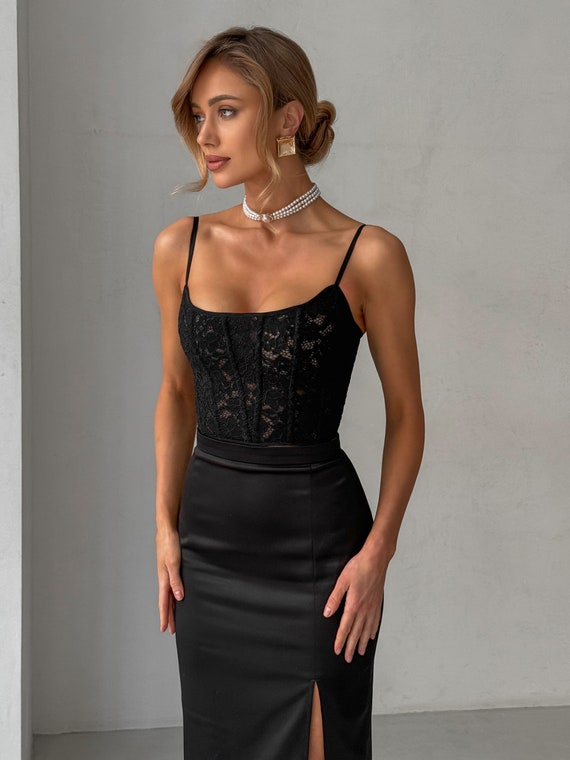 thin corset for under dress Black lace top with straps, handmade corset, Black corset, transparent corsets, overbust corset, crop top what shapewear to wear under wedding dress 29 Weird As Hell Color:Raspberry Checks 10 days after ordering July '26 1stMDs