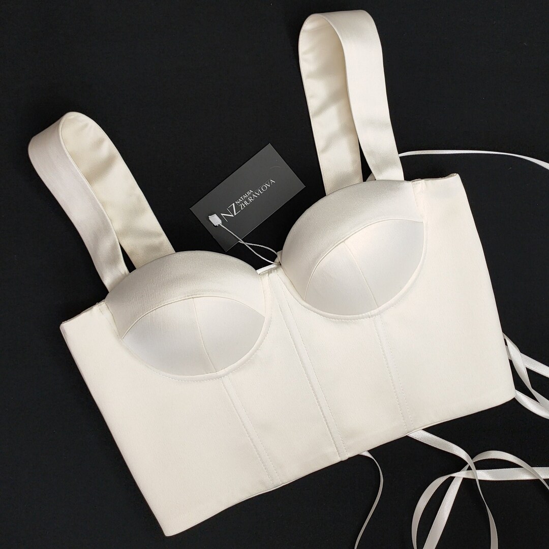Off-white Bustier Top With Wide Straps, Minimalist Top, Wedding Corset ...