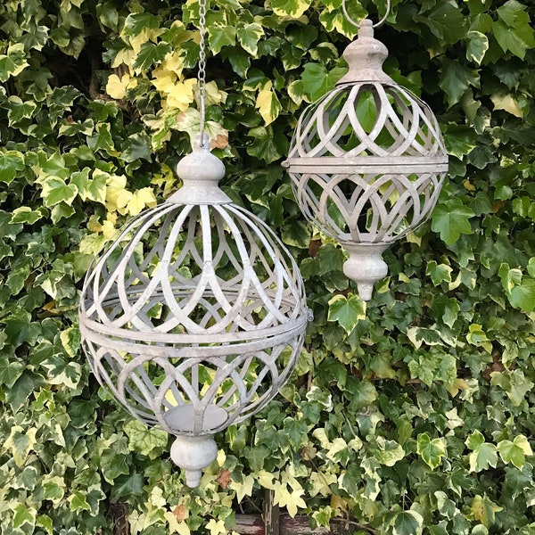 Vintage French Style Orb/Globe Planter Hanging Basket