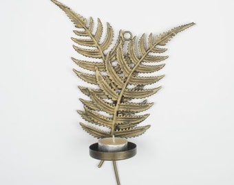 Gold Fern Leaf Sconce / Wall Mounted Candle Holder