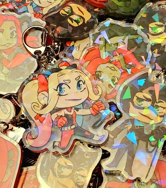 Gotham City Sirens ( Harley Quinn, Poison Ivy and Catwoman ) Acrylic Keychain Charms | 2.5" | Double Sided Broken Glass Holographic
