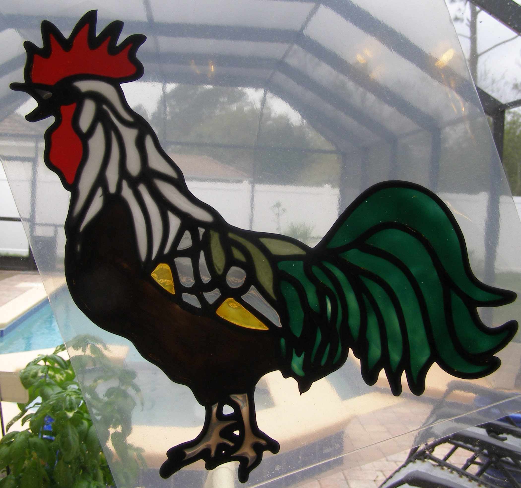 Rooster Stained Glass Window Cling Suncatcher Etsy
