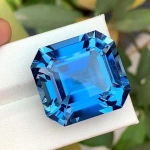 A+ 52.88 Ct Certified Natural Paraiba Tourmaline Neon Blue Asscher Cut Loose Gemstone Certified