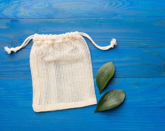 100% Organic Reusable Mesh Cotton Muslin Bags - Breathable Cotton Produce Bags - Packaging, Gift & Party Favor Bags