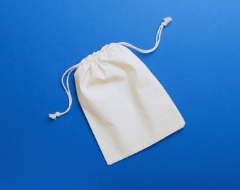 3x4 Inches (8x10cm) 100% Organic Cotton Double Drawstring Muslin Bag - Cotton Produce Bags - Packaging, Gift & Party Favor Bags