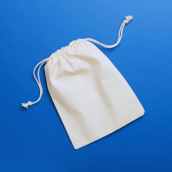 100% Organic Cotton Double Drawstring Muslin Bag - Cotton Produce Bags - Packaging, Gift & Party Favor Bags