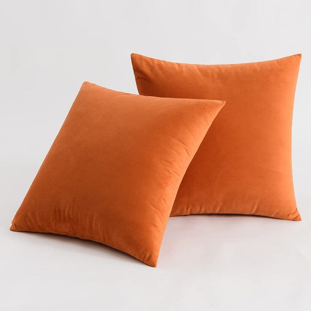 Handmade Orange Velvet Cushions 45x45cm With Zippered Cover Etsy UK
