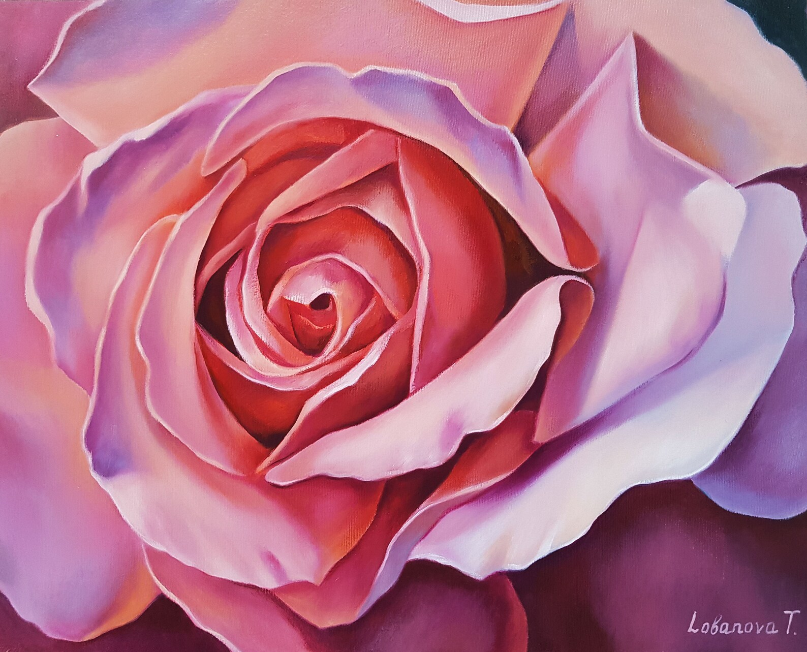 Rose Acrylic Painting Flower on Canvas Etsy