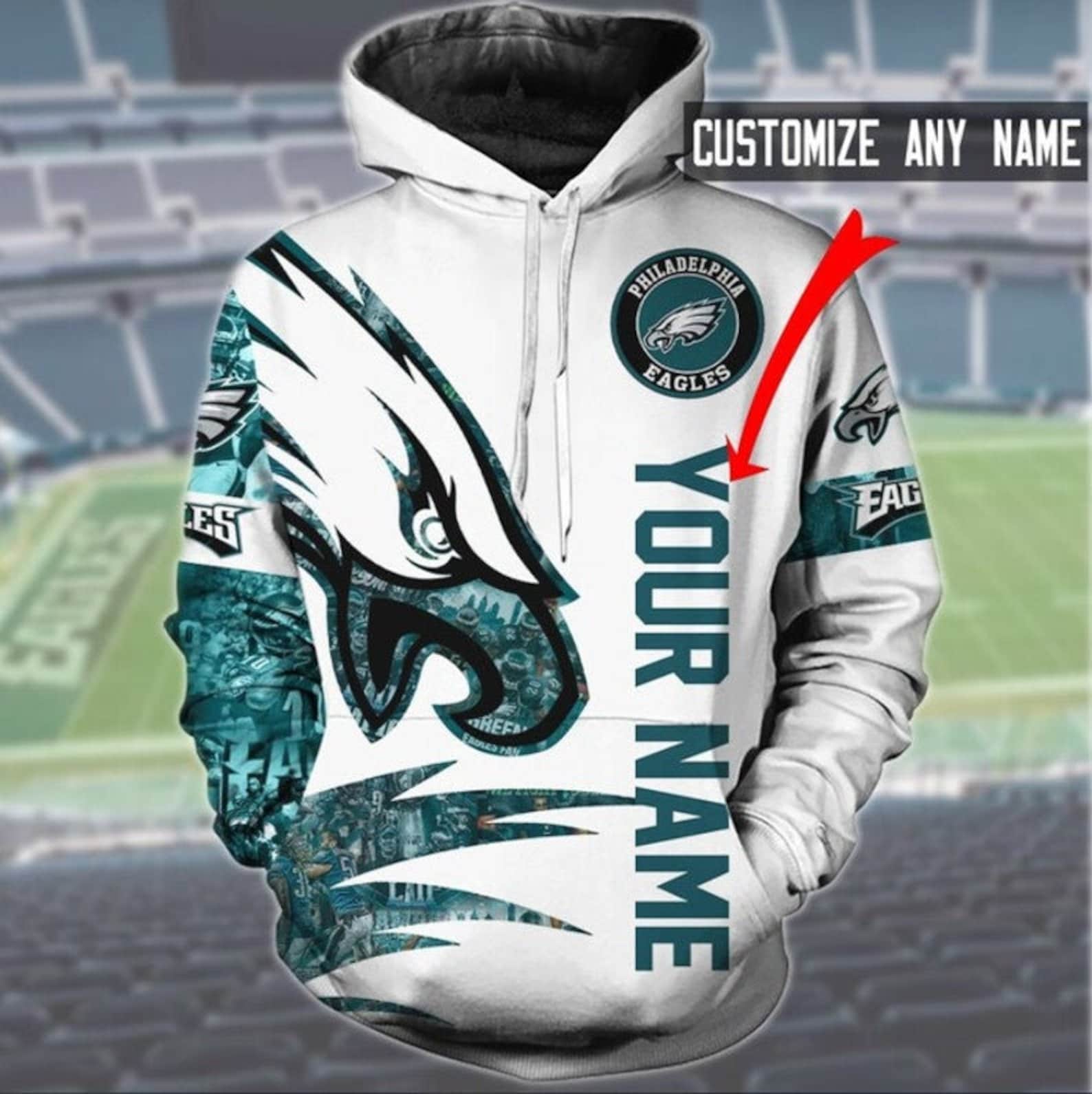 Philadelphia Eagles NFL Custom Name Hoodie Philadelphia Etsy