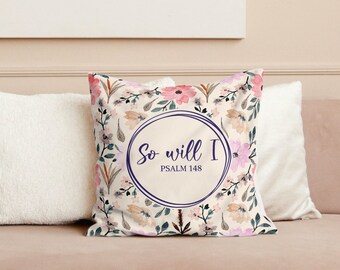 Pink Watercolor Floral Pillow, Floral Watercolor Pillow, Rose Square PIllow, Floral Pillow, watercolor flowers pillow, inspiration quote