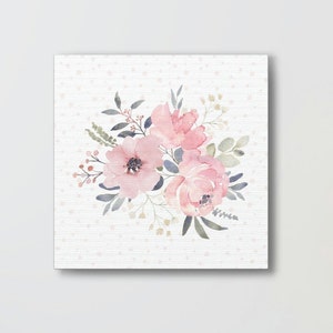 Tela Wall Art Pink Rose Bouquet, acquerello Rose Canvas Wall Art, Wrapped Canvas Floral Wall Art, acquerello rose bouquet wall art