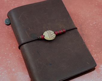 Travelers notebook band, adjustable notebook band with handmade beads