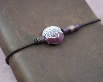 Travelers notebook band, adjustable notebook band with handmade beads
