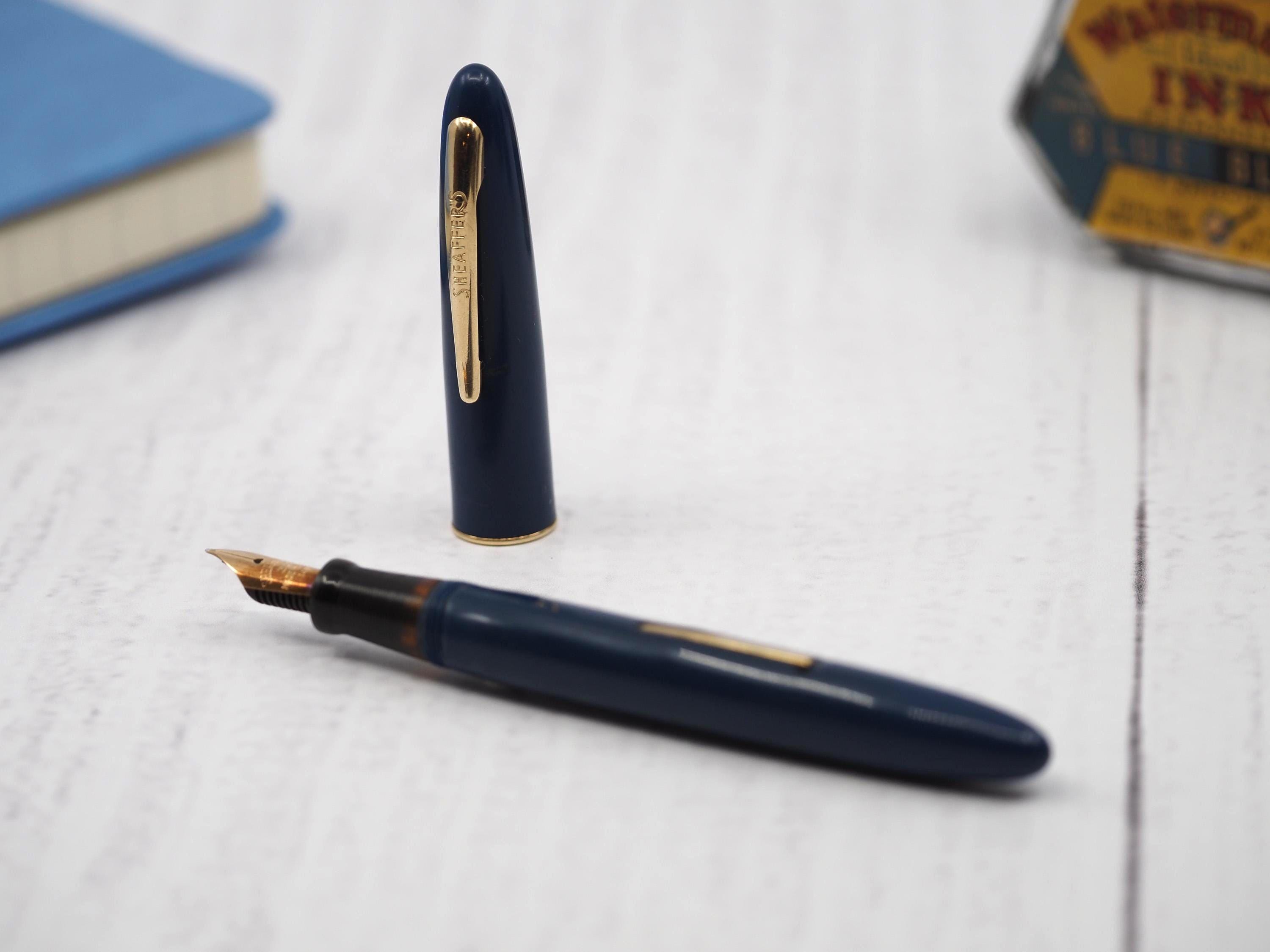 Stylo Plume SHEAFFER Ancien - Plaqué Or 23k - Couleur Bordeaux Foncé - Avec étui - Occasion