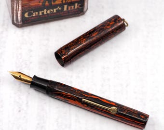 Vintage vulpen met ring, kleine vulpen, 14k punt, gerestaureerd