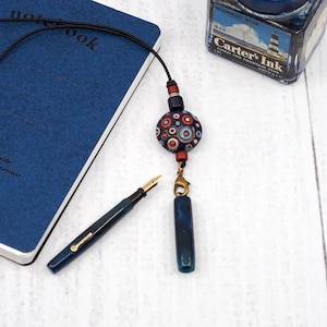 Vintage ring top fountain pen w/ matching lanyard, mini Peter Pan fountain pen, 14k nib, restored
