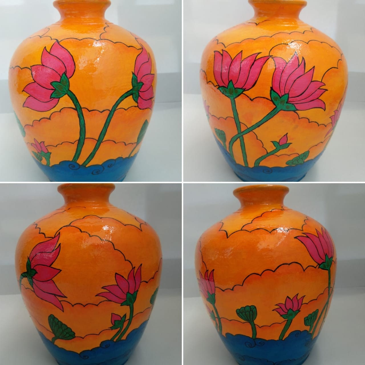 Indian painting on mud pot Etsy