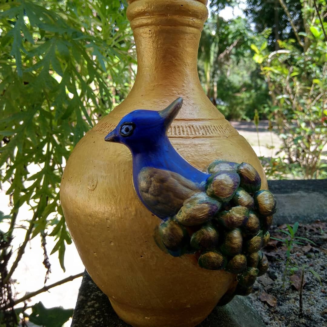 Craft work on painted mud pot Etsy