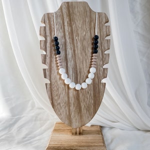 Collier en silicone moderne noir, mauve et blanc pour maman | Collier d&#39;allaitement | Collier d&#39;allaitement | Collier violon