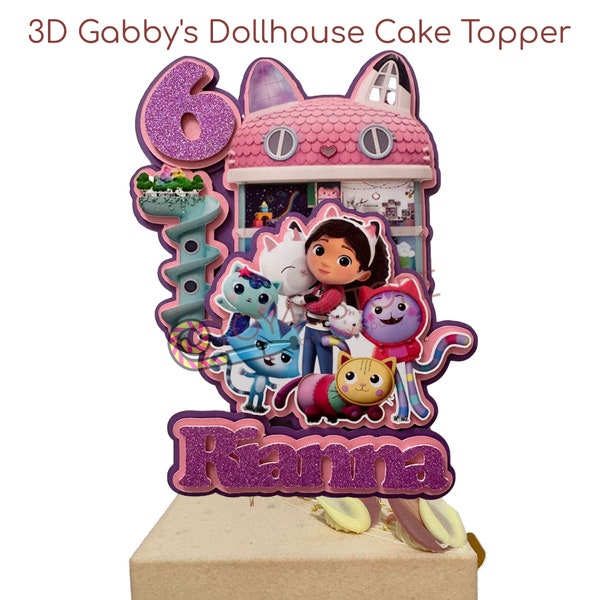 Personalized Gabby's Dollhouse Cake Topper, Custom Birthday Decoration    