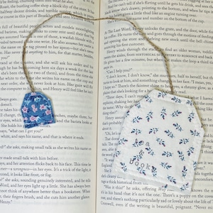 Tea Bag Bookmark, Book and Tea Lover Gifts, Fabric Bookmark, White Floral